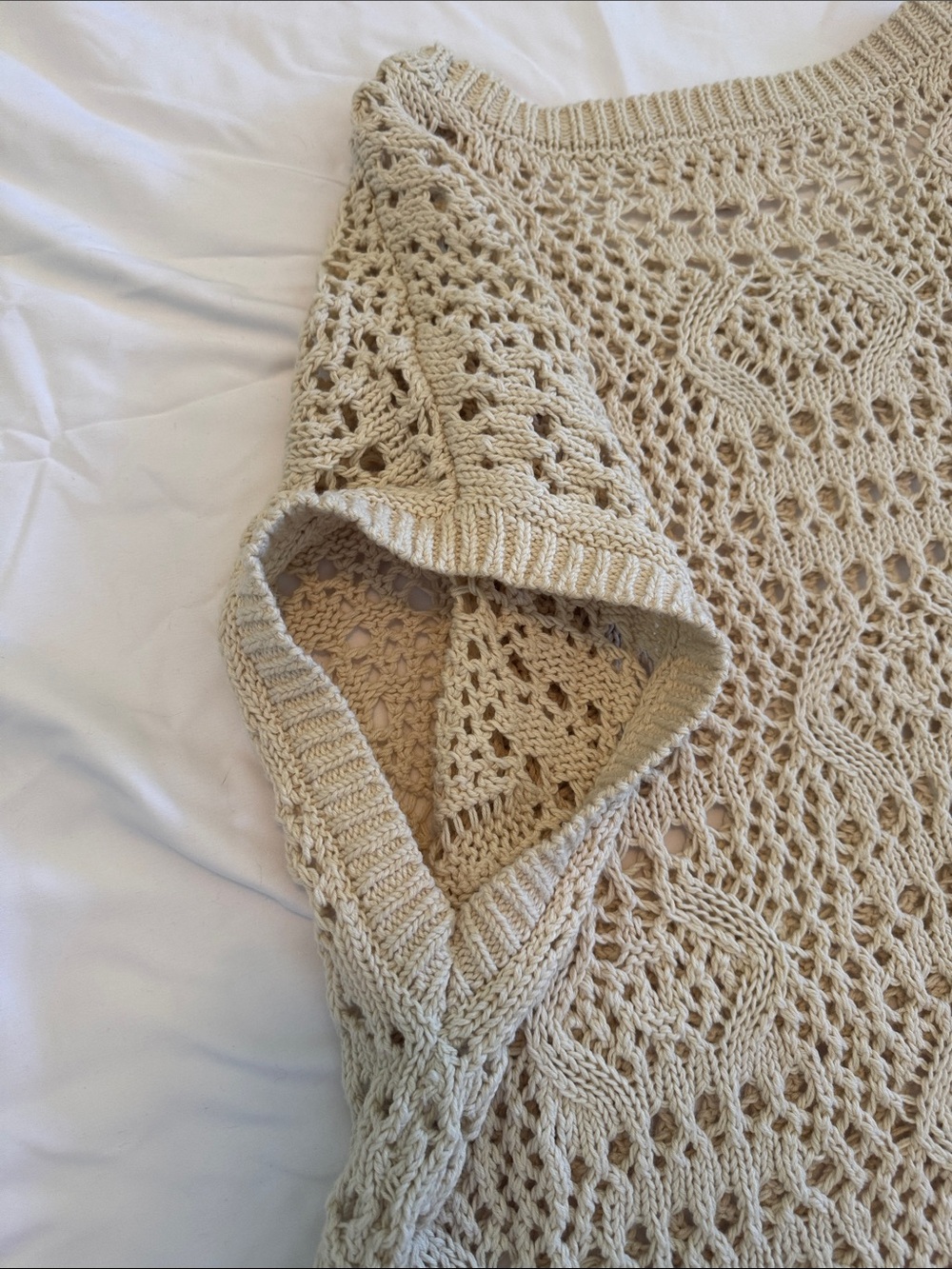 Lucky Brand Cream Crochet Knit Sleeveless Top - Picture 5 of 5